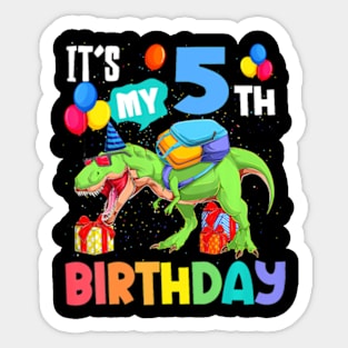 T Rex Dinosaur Its My 5Th Birthday 5 Years Old Boys Kids Sticker